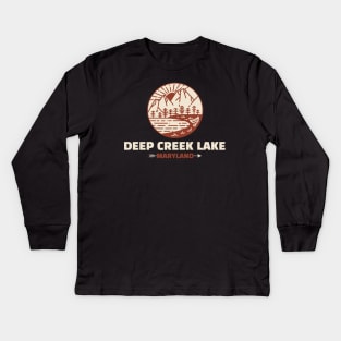 Retro Deep Creek Lake Kids Long Sleeve T-Shirt